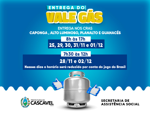 Prefeitura de Cascavel divulga lista de beneficiados do Programa Vale Gás; entrega começa na sexta-feira (25/11)