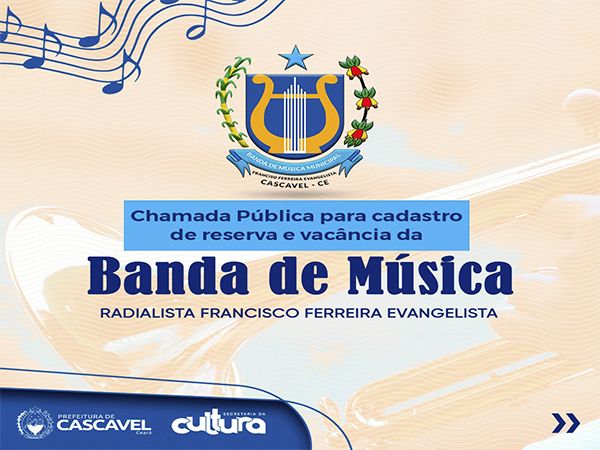 CHAMADA PÚBLICA SIMPLIFICADA PARA SELEÇÃO DE INTEGRANTES DA BANDA DE MÚSICA MUNICIPAL